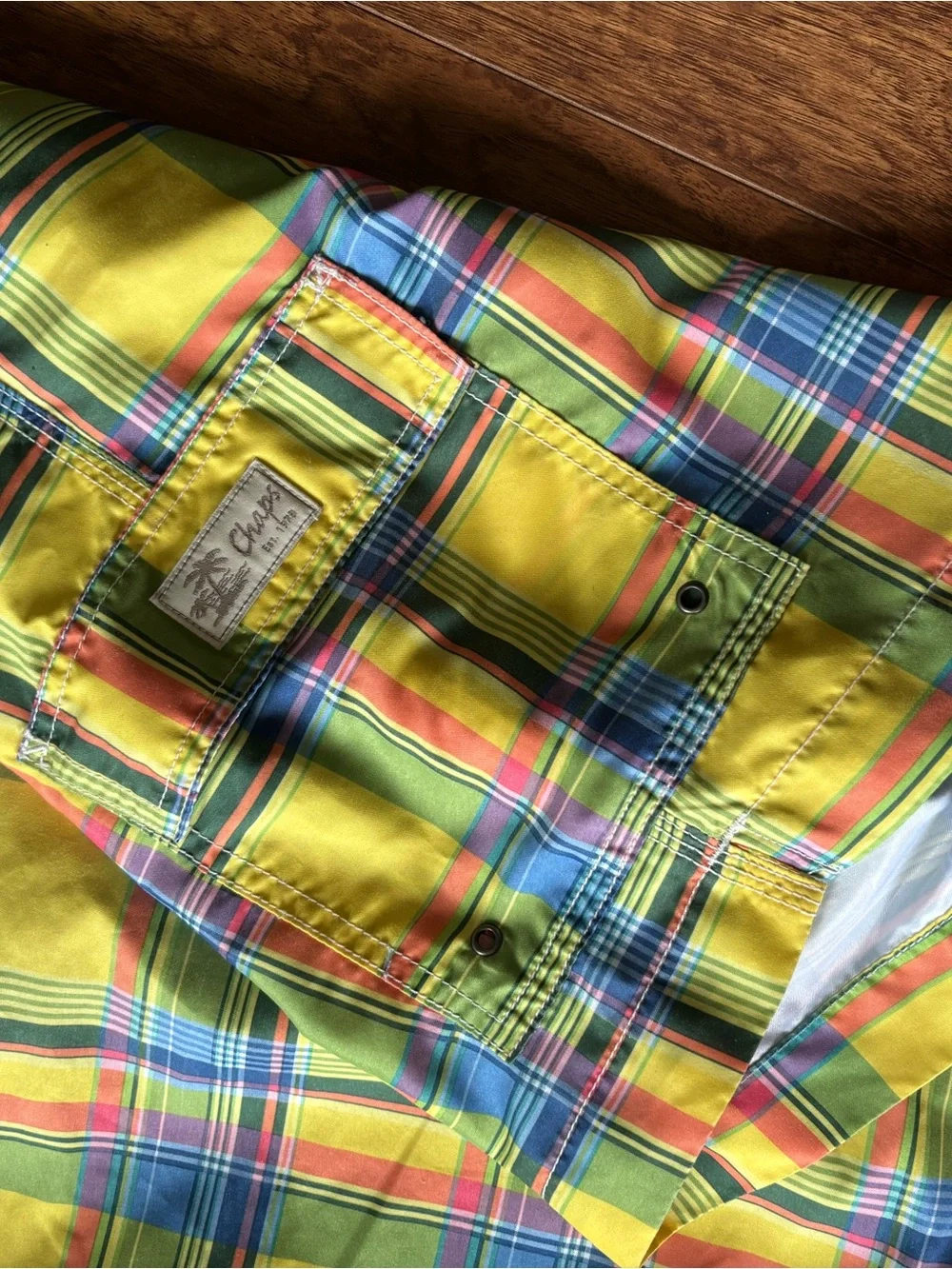 Chaps Yellow Plaid Men's Swim Shorts